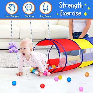 Kids Play Tunnel for Toddlers, Pop Up Crawl Through Tunnel Play Tent for Baby Infant Children or Dog with 2 Mesh Sides, Kids Tunnel Toys or Gift Indoor & Outdoor (Colorful Crawling Tunnel) - Image 3