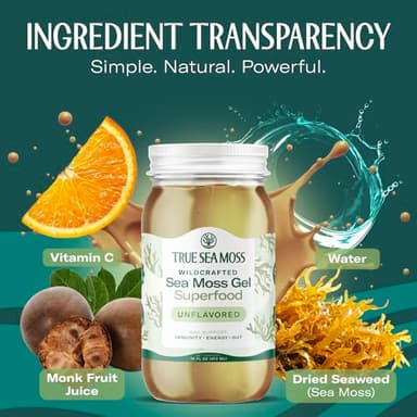 TrueSeaMoss Sea Moss Gel – Made in USA – Wildcrafted Seamoss, Dried Seaweed & Sea Vegetables – Original, Pack of 1 (Labels may Vary) - Image 3