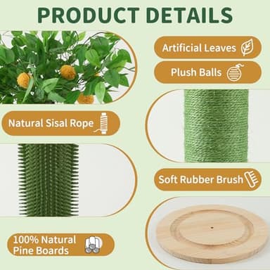 Sheripet Cat Scratching Post for Indoor Cats Adults, 45 Inch Tall Cat Scratcher with Sisal Rope, Large Cats Scratching Posts with Hanging Ball for Kittens and Medium Large Cats - Image 4
