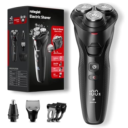 rategist Cordless Electric Razor for Men: 3-in-1 Shaver for Beard/Nose/Sideburns - IPX7 Waterproof Travel Kit - Turbo Speed & Precision Blades - Image 1