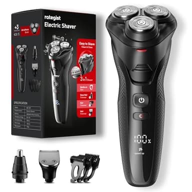 rategist Cordless Electric Razor for Men: 3-in-1 Shaver for Beard/Nose/Sideburns - IPX7 Waterproof Travel Kit - Turbo Speed & Precision Blades - Image 1
