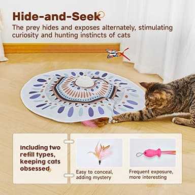 Potaroma Cat Toys Chargeable, 3in1 Hide and Seek for Kittens, Interactive Automatic Play, Fluttering Butterfly, Moving Wand Feather, Indoor Kitty Exercise 22.8 Inch Cover for All Breeds - Image 3