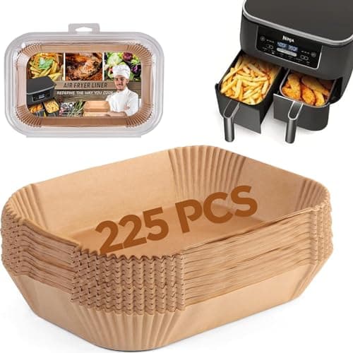 Ninja Foodi Air Fryer Liners, Ninja Air Fryer Liners Disposable, Ninja DZ071 Foodi Ninja Dual Air Fryer Parchment Paper Liners, Rectangular Airfryer Paper Liners, Rectangle 2 Basket Liners - Image 1