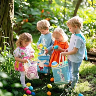 SMSREAMEN 2 Pcs Easter Egg Baskets for Kids, Easter Eggs Hunt Basket for Kids Empty, Bunny Basket Egg Gifts Bags with Rabbit Fluffy Ears, Includes Fun Easter Accessories for Girls Boys Party Favors - Image 8