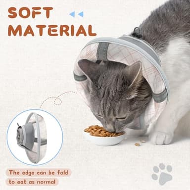 Supet Soft Air Mesh Cat Recovery Cone - Adjustable, Breathable Neck Cone Alternative for Small Kittens, Lightweight, Anti-Scratch - Image 3