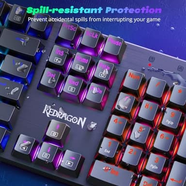 Redragon Mechanical Gaming Keyboard Wired, 11 Programmable Backlit Modes, Hot-Swappable Red Switch, Anti-Ghosting, Double-Shot PBT Keycaps, Light Up Keyboard for PC Mac - Image 8