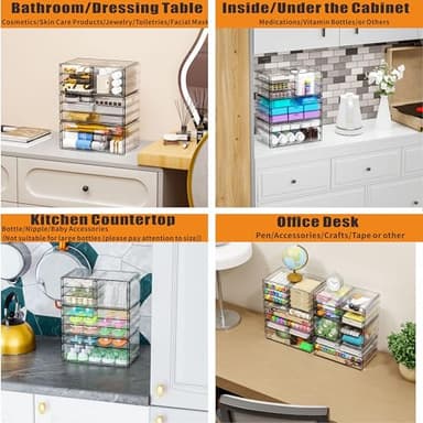Yieach 3Pack Clear Drawer Organizers Stackable,Acrylic Storage Drawers With 10 Drawers,Multipurpose Office Supply Organizer and Makeup Organizer for Beauty,Craft,Pen,Medical,Stationary Desk Organizers - Image 4