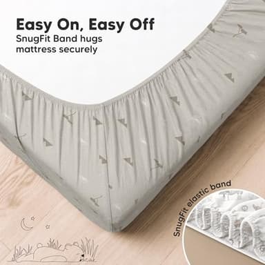 KeaBabies 2-Pack Fitted Crib Sheets for Boys, Girls, Baby - Soft Bamboo Viscose Cotton, 52x28 Standard Crib Mattress Sheets, Toddler Bed Mattress Cover, Gender Neutral, Breathable, Durable (Savannah) - Image 4