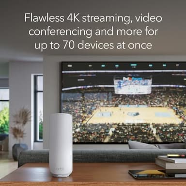 NETGEAR Orbi 370 Series Dual-Band WiFi 7 Mesh Network System for Home (RBE373) – Wireless Router + 2 Extenders, Security Features, 5 Gbps, Covers 6,000 sq.ft., 70 Devices, 2.5GB Internet Port, BE5000 - Image 4