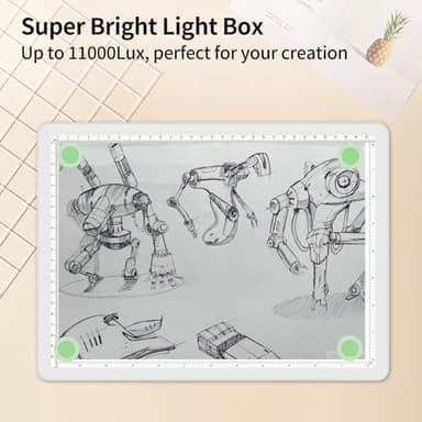TOHETO A4 Light Board for Diamond Painting, Super Bright Magnetic Light Pad with Side Buttons, Lightbox for Tracing and Drawing, Corded Light Table for Sketching, Animation, Weeding Vinyl (White) - Image 8