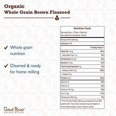 Great River Organic Milling Organic Whole Grain Brown Flaxseed | High-Fiber, Omega-3 Rich Superfood | Non-GMO, Kosher, USDA Organic | Ideal for Baking, Smoothies & Home Milling | 25 Lb - Image 5