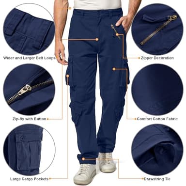 Men's BDU Casual Military Pants, Tactical Wild Army Combat ACU Rip Stop Camo Cargo Work Pants Trousers with 8 Pockets #7533 Navy Blue 32 - Image 2