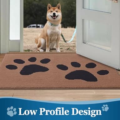 Buganda Dog Door Mat for Muddy Paws, Absorbent Dirt Trapper Washable Indoor Doormats, Non Slip Low-Profile Mud Mat for Dogs, Front Entrance Doormat for Inside Floor (48x30 Inches, Camel and Black) - Image 6
