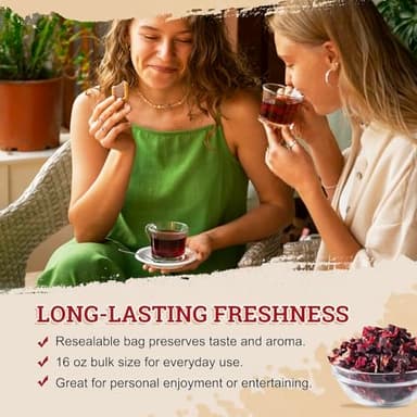 52USA Organic Hibiscus Flowers, Hibiscus Tea, 1 lb (16oz), Hibiscus Flowers Herbal Tea, 100% Certified Organic, Cut and Sifted, Flor de Jamaica, Gluten Free, Non GMO, Keto Friendly - Image 5