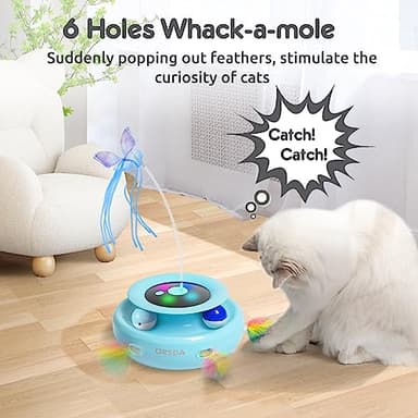 ORSDA Cat Toy, 3-in-1 Automatic Interactive Electronic Moving Ambush Feather, Fluttering Butterfly, Track Balls, USB Rechargeable Powered Smart Indoor Exercise Kicker - Image 5