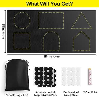 FADOTY Blackout Curtains for Bedroom, Portable 100% Black Out Window Cover Film, Cuttable Blackout Shades Fabric Sheet, No Drill Window Blinds, Sun Heat Light Blocker for Travel Media Dorm, 57'' W - Image 4