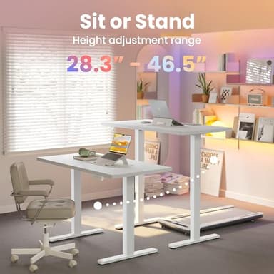HUANUO 43 x 24 inch Electric Standing Desk Adjustable Height, 4 Memory Height Settings, Sit Stand Up Desk for Home Office & Computer Workstation, White - Image 4