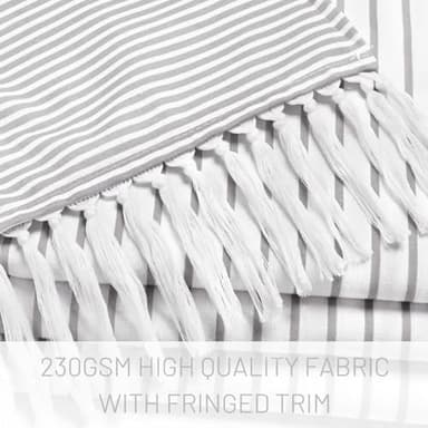 Awellife Boho Gray Shower Curtain for Bathroom Stripe Tassel Shower Curtain 60 X 72 Inches Farmhouse Cotton Grey - Image 5