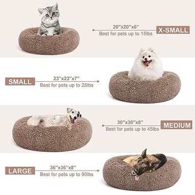 MIXJOY Ultra Soft & Comfortable Donut Cuddler Round Dog & Cat Bed (30'', Brown) - Image 6