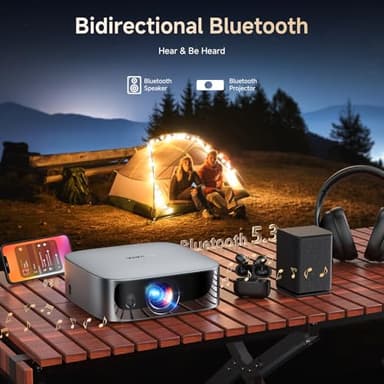 [Short Throw/1200ANSI/Built in Apps] Projector 4K with WiFi and Bluetooth, TOF Auto Focus Keystone Smart Projector for Dolby Audio Home Theater Movie, Kogata Outdoor Projector Portable Ceiling - Image 8