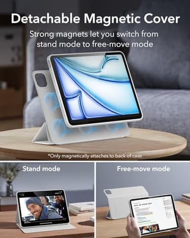 ESR for iPad Air 11 Inch Case M3/M2 (2025/2024), iPad Air 5th/4th Gen Case (2022/2020) 10.9 Inch with Pencil Holder, Removable Magnetic Cover, Vertical Stand, Rebound 360 Series, White - Image 4