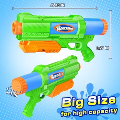 Super Water Gun for Kids Adults: 2 Pack Super Water Gun Soaker 1200cc Squirt Blasters with Impressive Range - Ideal Toys for Boys Girls Summer Outdoor Swimming Pool Water Toys Fun - Image 2