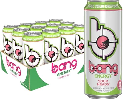 Bang Energy Sour Heads, Sugar-Free Energy Drink, 16-Ounce (Pack of 12) - Image 1