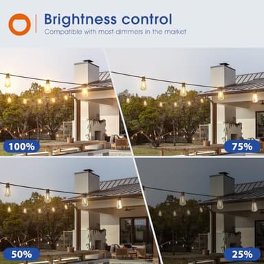 addlon 200FT(50FT*4) LED Outdoor Lights Waterproof Patio Lights with 64 Shatterproof ST38 Replaceable Bulbs(4 Spare), Dimmable Outside Hanging Light Connectable for Porch, Backyard - Image 4