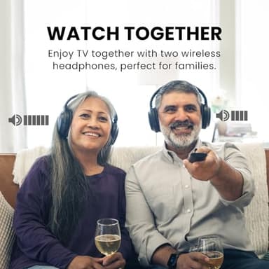 Avantree Duet - Dual Wireless Headphones for TV Watching, Clear Voice & Loud Volume for Seniors and The Hard of Hearing, Easy Plug & Play Setup, with 2.4GHz RF Transmitter & Charging Dock - Image 2