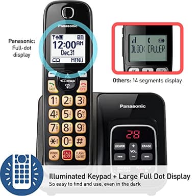 Panasonic Cordless Phone with Answering Machine, Advanced Call Block, Bilingual Caller ID and Easy to Read High-Contrast Display, Expandable System with 2 Handsets - KX-TGD832M (Metallic Black) - Image 5