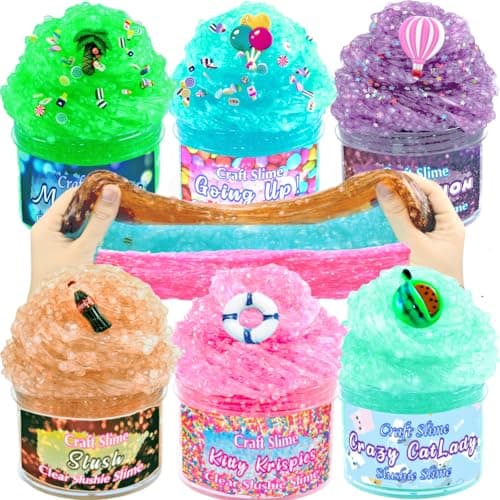 sloueasy 6 Pack Glimmer Slime Crunchy Slime kit,Unicorn Slime Crystal Slime kit for Girls,Super Soft and Non-Sticky, Birthday Gifts Slime Party Favors - Image 1