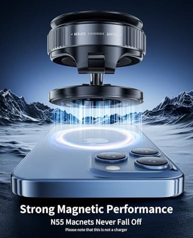 DKGEVEAO Suction Cup Phone Mount,Vacuum Magnetic Phone Holder for Car,360 Adjustable Vacuum Magnetic Phone Holder,Magnet Car Mount for All Smartphones & All Vehicle & Gym/Bathroom Mirror - Image 4