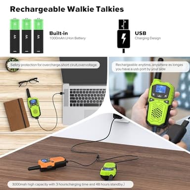 Walkie Talkies for Adults- WokTok Long Range 2 Way Radio for Camping Hiking Hand Held Hiking Accessories Camping Gear Xmas Birthday Gift for Kids,SOS Siren,NOAA Weather Alert,4 Radios - Image 2