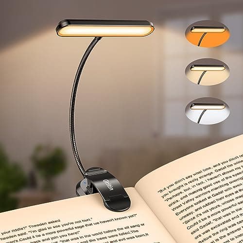 Gritin Rechargeable Book Light for Reading in Bed with 19 LED &Memory Function-Eye Caring 3 Color Temperatures,5 Brightness Levels,80 Hrs Runtime Flexible Goose Neck Clip on Light for Book Lovers - Image 1