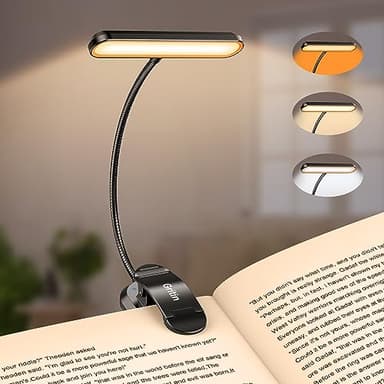 Gritin Rechargeable Book Light for Reading in Bed with 19 LED &Memory Function-Eye Caring 3 Color Temperatures,5 Brightness Levels,80 Hrs Runtime Flexible Goose Neck Clip on Light for Book Lovers - Image 1