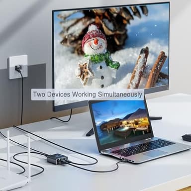 LIEZHUA Gigabit Ethernet Splitter 1 to 2 - Network Splitter with USB Power Cable, RJ45 Internet Adapter 1000Mbps High Speed for Cat 5/5e/6/7/8 Cable [2 Devices Networked Simultaneously] - Image 2