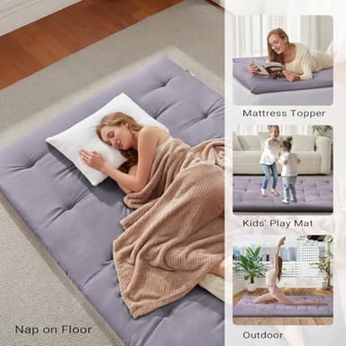 Mollydot Japanese Floor Mattress, Futon Mattress Twin Size 39"x 80", 2.56" Thicken Tatami Mattress, Portable Foldable Floor Bed, Roll Up Futon Cushion, Suitable for Camping Guest Room Dormitory (Grey) - Image 7