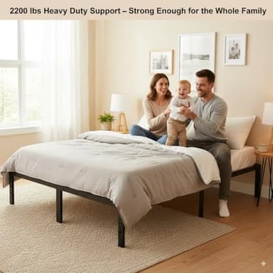 Queen Size Bed Frame - Metal Platform Bed Frames Mattress Foundation with Steel Slat Support, No Box Spring Needed, Storage Space Under Base, Easy Assembly, Black - Image 6