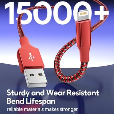 MenoSupp iPhone Charger 3Pack 10FT MFi Certified Nylon Braided Cord Fast Charging Lightning Cable Compatible with iPhone 14/13/12/11 Pro/11/XS MAX/XR and More - Image 3