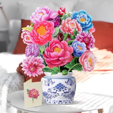 Airpark Pop Up Flower Card, 3D Paper Flowers Bouquet – 14" Peony, Birthday, Mother’s Day, Get Well Greeting Cards with Note Card & Envelope - Image 7