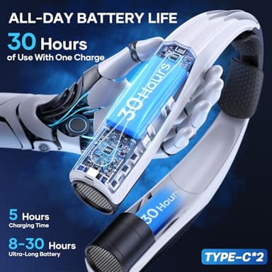 JIJ Neck Fan – Portable Neck Fan Rechargeable with 6 Adjustable Speeds, Neck Cooler with 360° Surround Breeze, Upgraded Long-lasting Wearable Fan for Hot Weather, Travel, Outdoor, Camping, Men & Women - Image 3