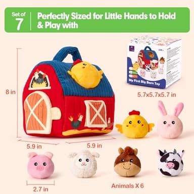 hahaland Baby Toys 6-12 Months - Surprise Barn Stuffed Farm Animals, Rattle, Crinkle, Mirror, Montessori Toys for 6 Month Old Babies Sensory Balls Toddlers 1-3 Gifts Christmas Baby Stocking Stuffers - Image 7
