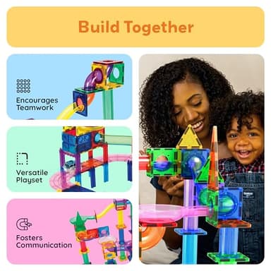 PicassoTiles 108pc 3-in-1 Marble Run Car Race Track Combo Magnetic Tiles PicassoToys Magnet Building Block Educational Construction Toy Playset STEM STEAM Learning Kit Child Brain Development PTG108 - Image 4