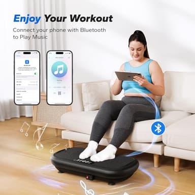 MERACH Vibration Plate Exercise Machine, Vibration Plate 440 Lbs Capacity, Bluetooth and Silicone Pedal, Stimulate Deep Fat, Vibration Plate for Lymphatic Drainage, Vibrating for Weight Loss(Black) - Image 2
