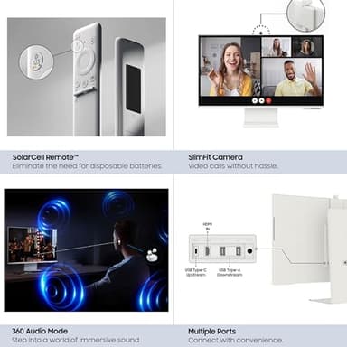 SAMSUNG 32-Inch M8 (M80D) Series 4K UHD Smart Monitor with Streaming TV, Speakers, HDR10+, AI Upscaling, USB-C, Ergonomic Stand, SlimFit Camera, Gaming Hub, LS32DM801UNXZA, 2024 - Image 8