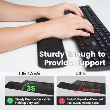 MEKASS Keyboard Wrist Rest, Soft Memory Foam Wrist Support for Keyboard, Keyboard Hand Rest Pad for Wrist Pain Relief, Keyboard Wrist Guard for Long Hours of Work, Gaming, Studying（Gray） - Image 5