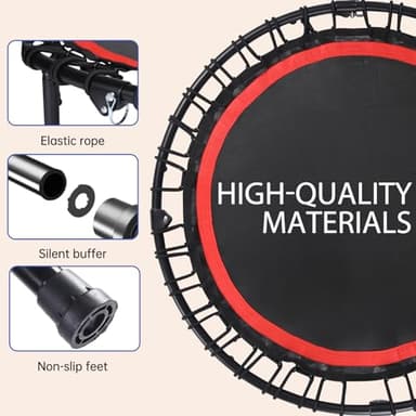 40" Foldable Rebounder Trampoline for Adults - Silent Fitness Bungee Rebounder, Home Exercise Trampoline for Low Impact Cardio, Indoor/Outdoor Portable Workout Trampoline - Image 6