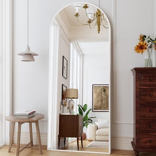 ZMYCZ Mirror Full Length, 71"x26" Arched Full Length Mirror, Arch Mirror with Stand, Large Standing Mirrors, Oversized Full Body Mirrors with Aluminum Frame for Bedroom, Living Room (White) - Image 1