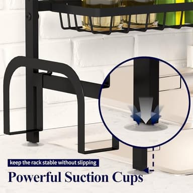 Kitsure Over The Sink Dish Drying Rack - 30.0" to 33.9" x 21.5", Adjustable Sink Drying Rack for Kitchen Sink with Multifunctional Baskets, Black - Image 6
