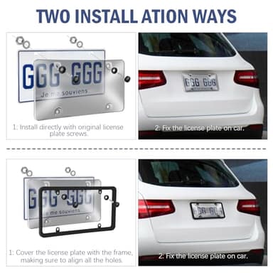 License Plate Covers & Frames, 2 Pack Black License Plate Covers and Frames Combo, Plastic Car Front/Rear License Plate Covers ith Screws Caps, Universal Car Accessories for Most Cars - Image 5